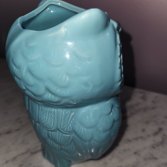 World Market Teal Ceramic Owl Utensil Holder / Vase - Picture 5 of 7